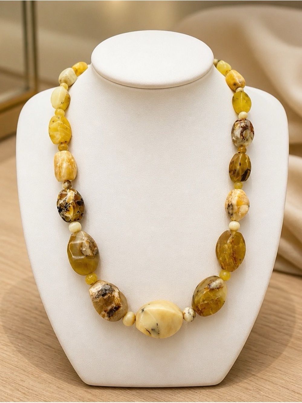 Jay King DTR Dendritic Opal Statement Necklace Sterling 18-20” Golden Desert Tne